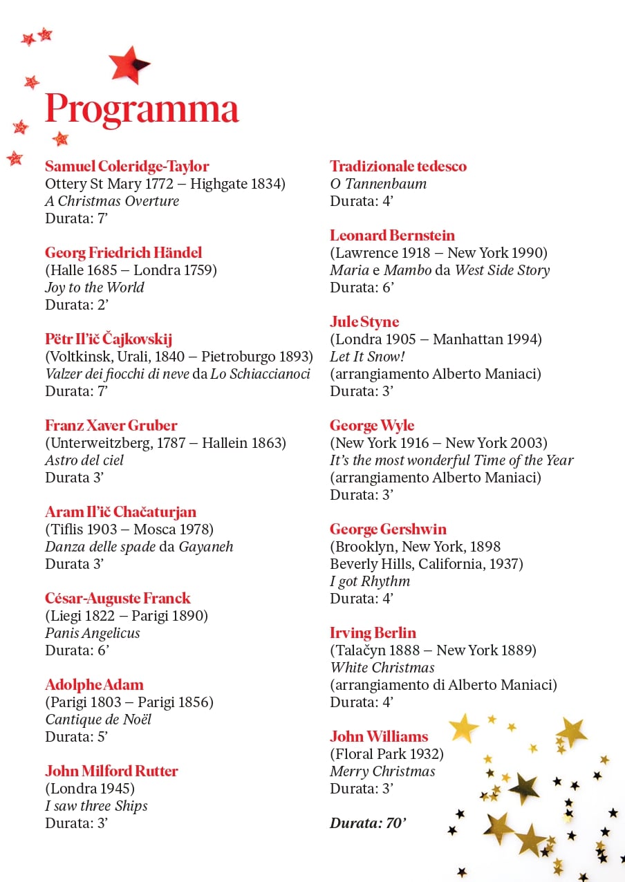 Programma concerto 21 dicembre 2025